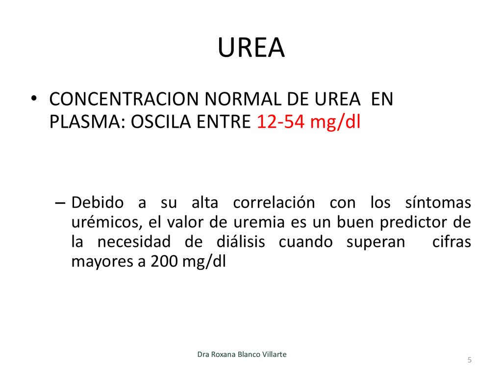 Valores normales de urea y bun Valores normales de urea y bun